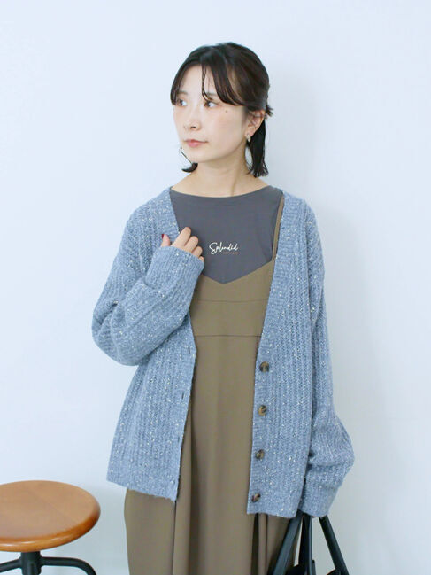 Samansa Mos2 blue「ワンポイント刺繍プルオーバー」|Tシャツ・カットソー|