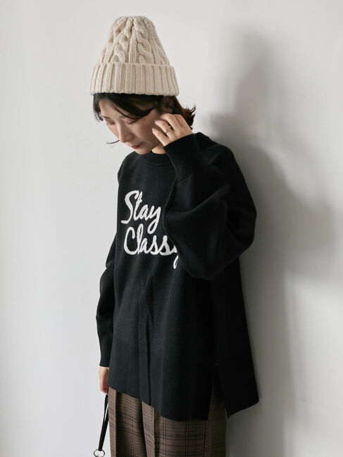 Samansa Mos2 blue「ロゴニットプルオーバー」|ニット・セーター|