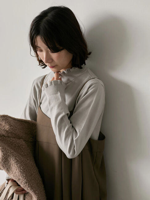 Samansa Mos2 blue「フリル衿ニットプルオーバー」|ニット・セーター|Ｓグレー