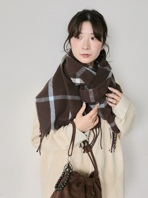 Samansa Mos2 blue「チェックマフラー」|その他|