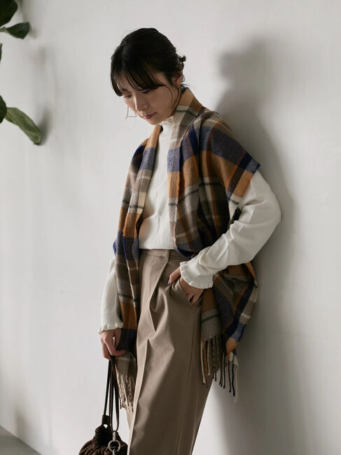 Samansa Mos2 blue「チェックマフラー」|その他|