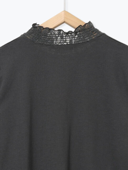 Samansa Mos2 blue「衿袖チュールハイネックプルオーバー」|Tシャツ・カットソー|