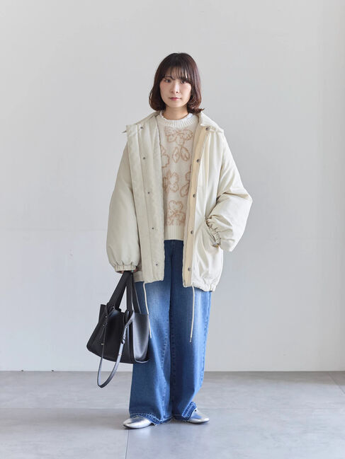 Samansa Mos2 blue「襟付中綿ブルゾン」|ブルゾン・スタジャン|