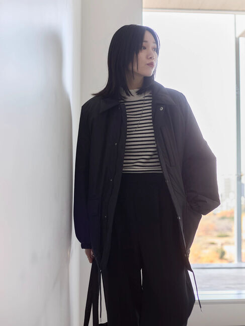 Samansa Mos2 blue「襟付中綿ブルゾン」|ブルゾン・スタジャン|