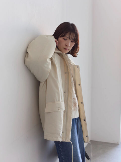 Samansa Mos2 blue「襟付中綿ブルゾン」|ブルゾン・スタジャン|