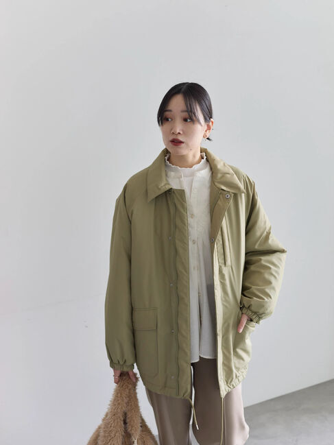 Samansa Mos2 blue「襟付中綿ブルゾン」|ブルゾン・スタジャン|