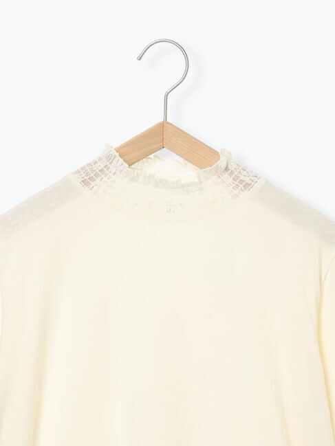 Samansa Mos2 blue「襟袖フリルカットソー」|Tシャツ・カットソー|