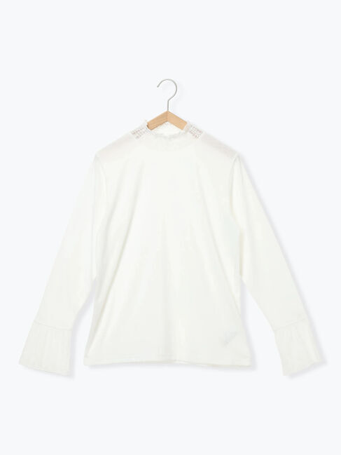 Samansa Mos2 blue「襟袖フリルカットソー」|Tシャツ・カットソー|