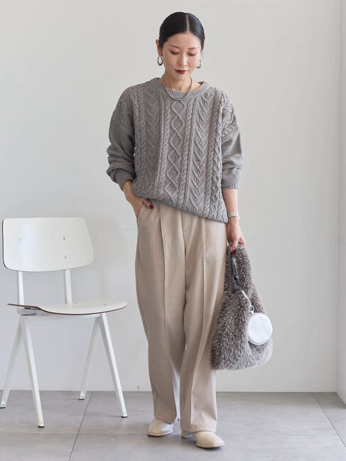 Samansa Mos2 blue「ヘリンボーンストレートパンツ」|その他|