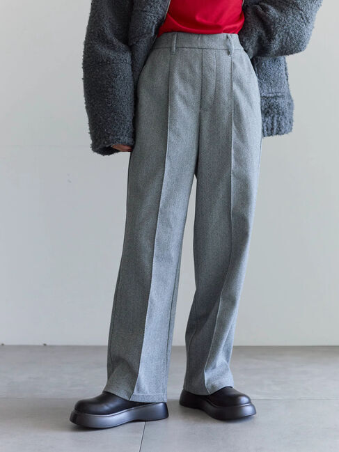 Samansa Mos2 blue「ヘリンボーンストレートパンツ」|その他|