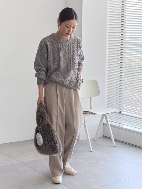 Samansa Mos2 blue「ヘリンボーンストレートパンツ」|その他|