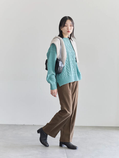 Samansa Mos2 blue「ヘリンボーンストレートパンツ」|その他|