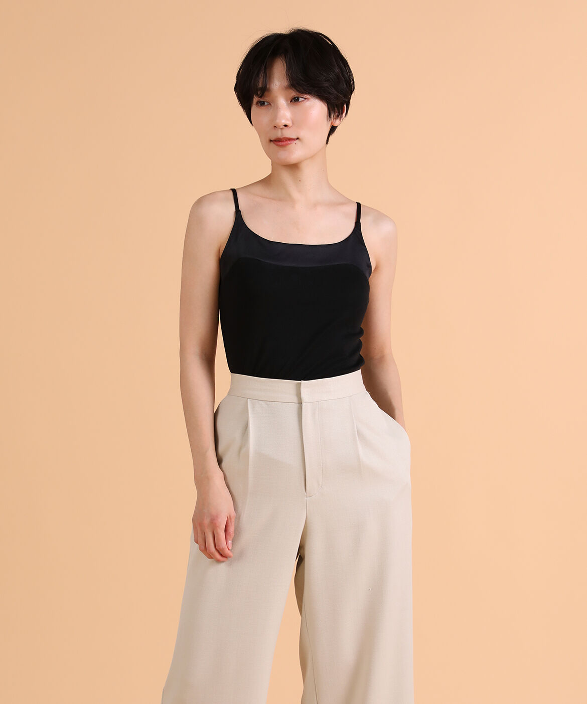 DAY by DAY it&rsquo;s international「サテン切り替えキャミソール《スビン綿MIXフライス》」|キャミソール|ブラック