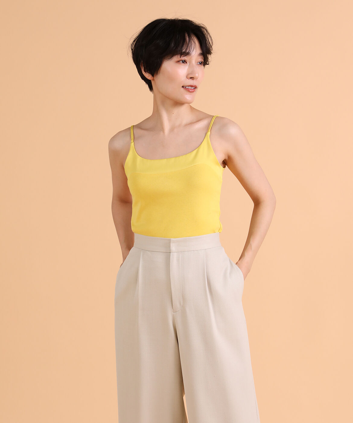 DAY by DAY it&rsquo;s international「サテン切り替えキャミソール《スビン綿MIXフライス》」|キャミソール|イエロー