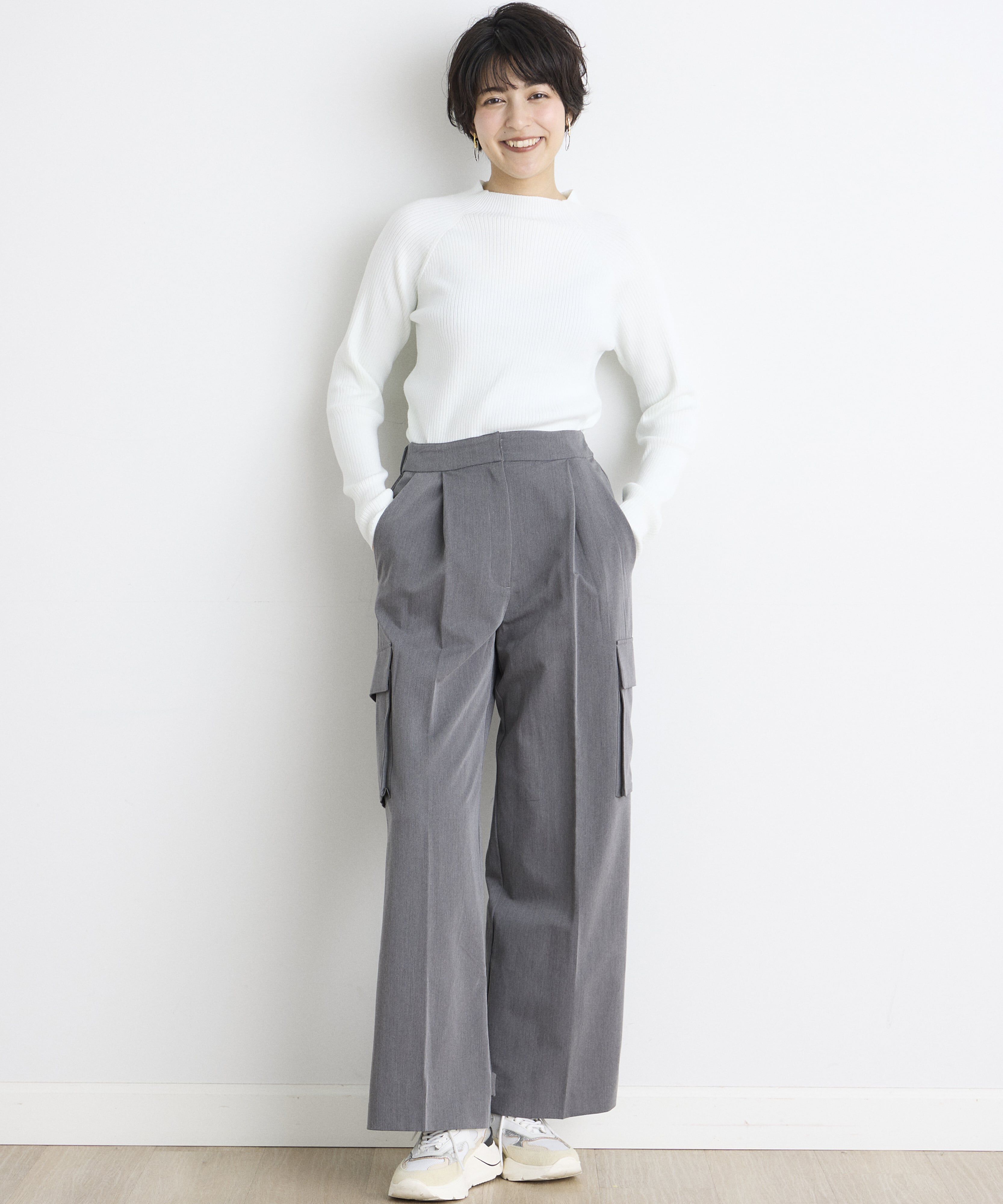 INED「《INED CLARO》スーパーストレッチローネックニット」|ニット・セーター|