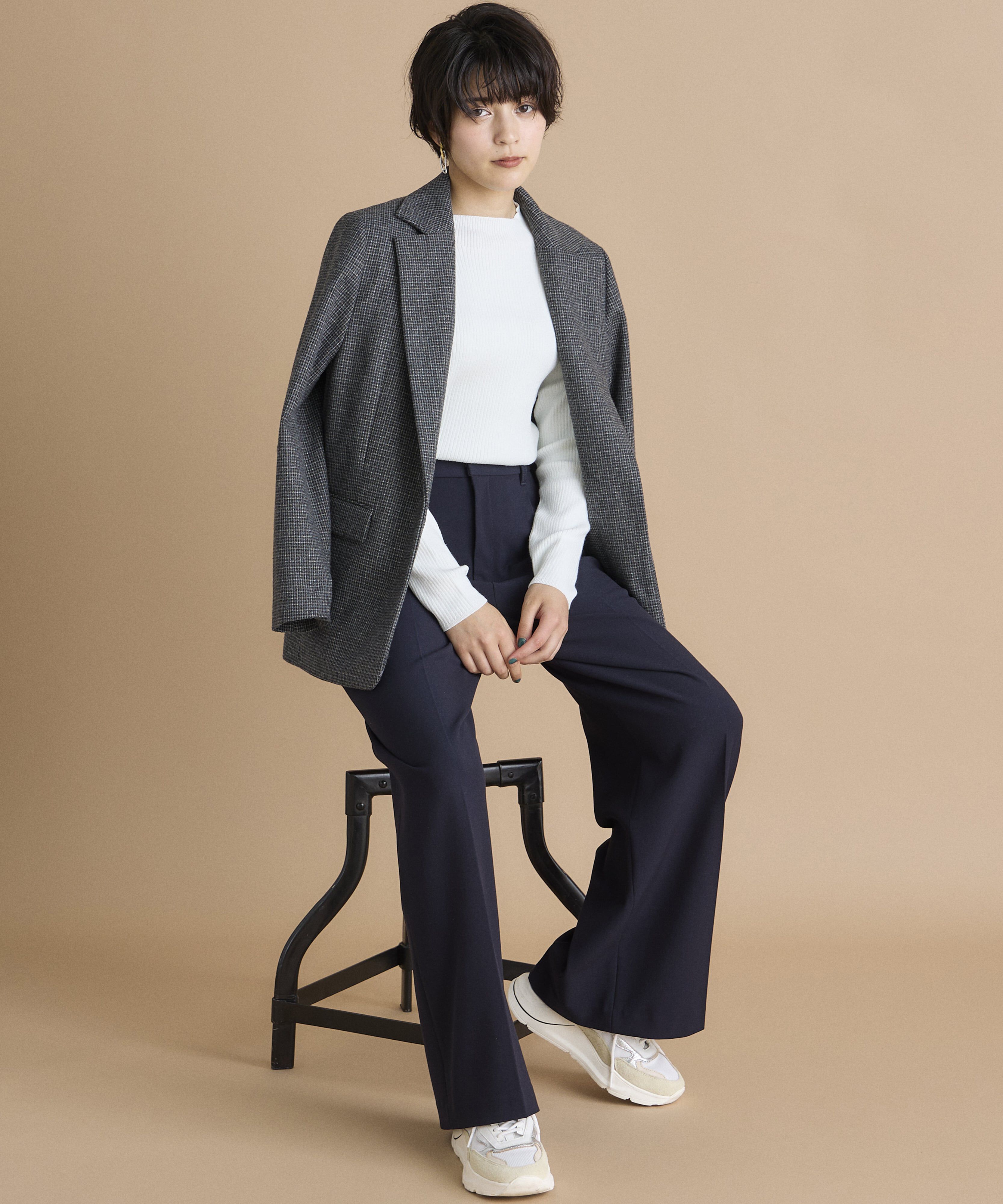 INED「《INED CLARO》スーパーストレッチローネックニット」|ニット・セーター|