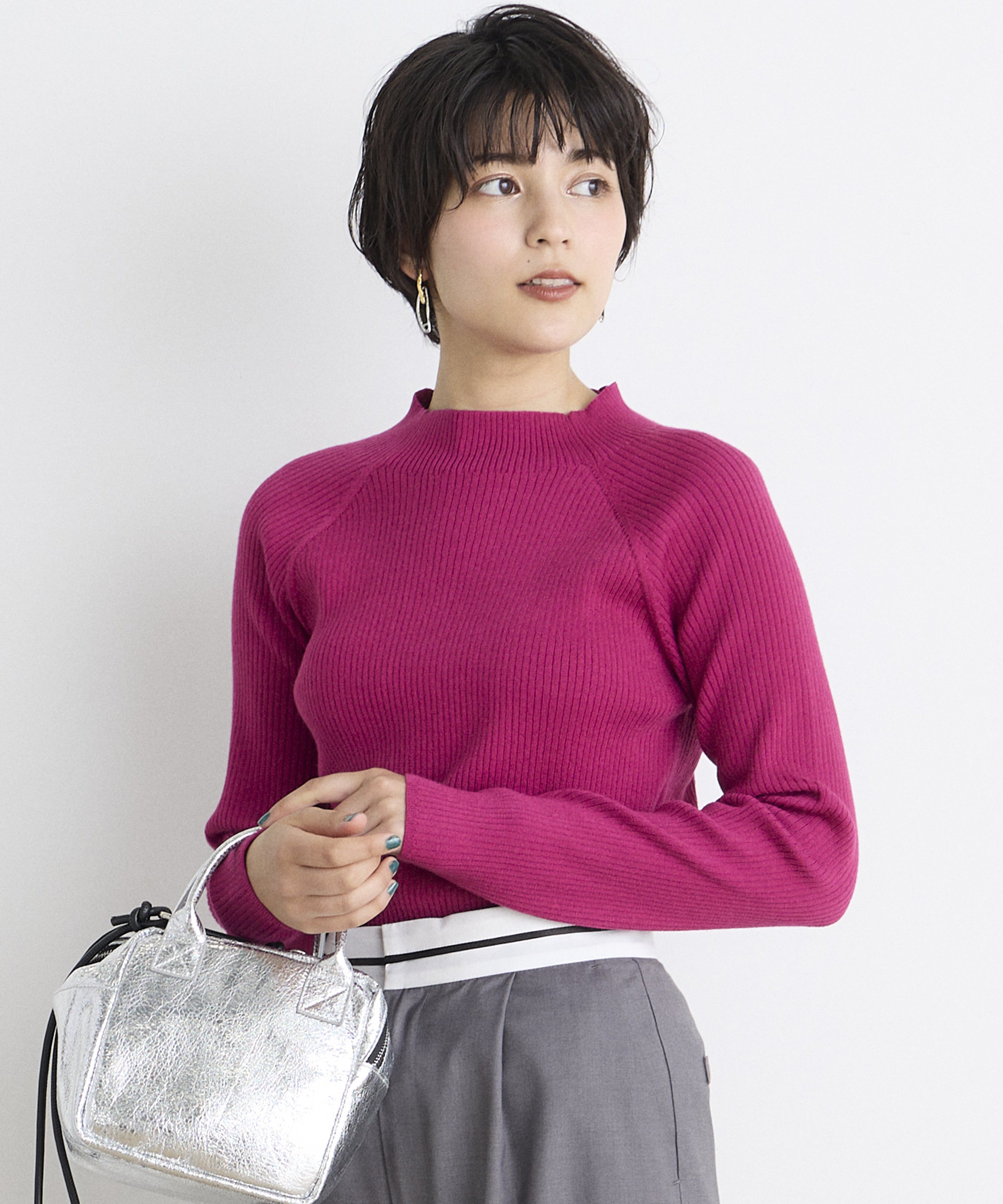 INED「《INED CLARO》スーパーストレッチローネックニット」|ニット・セーター|