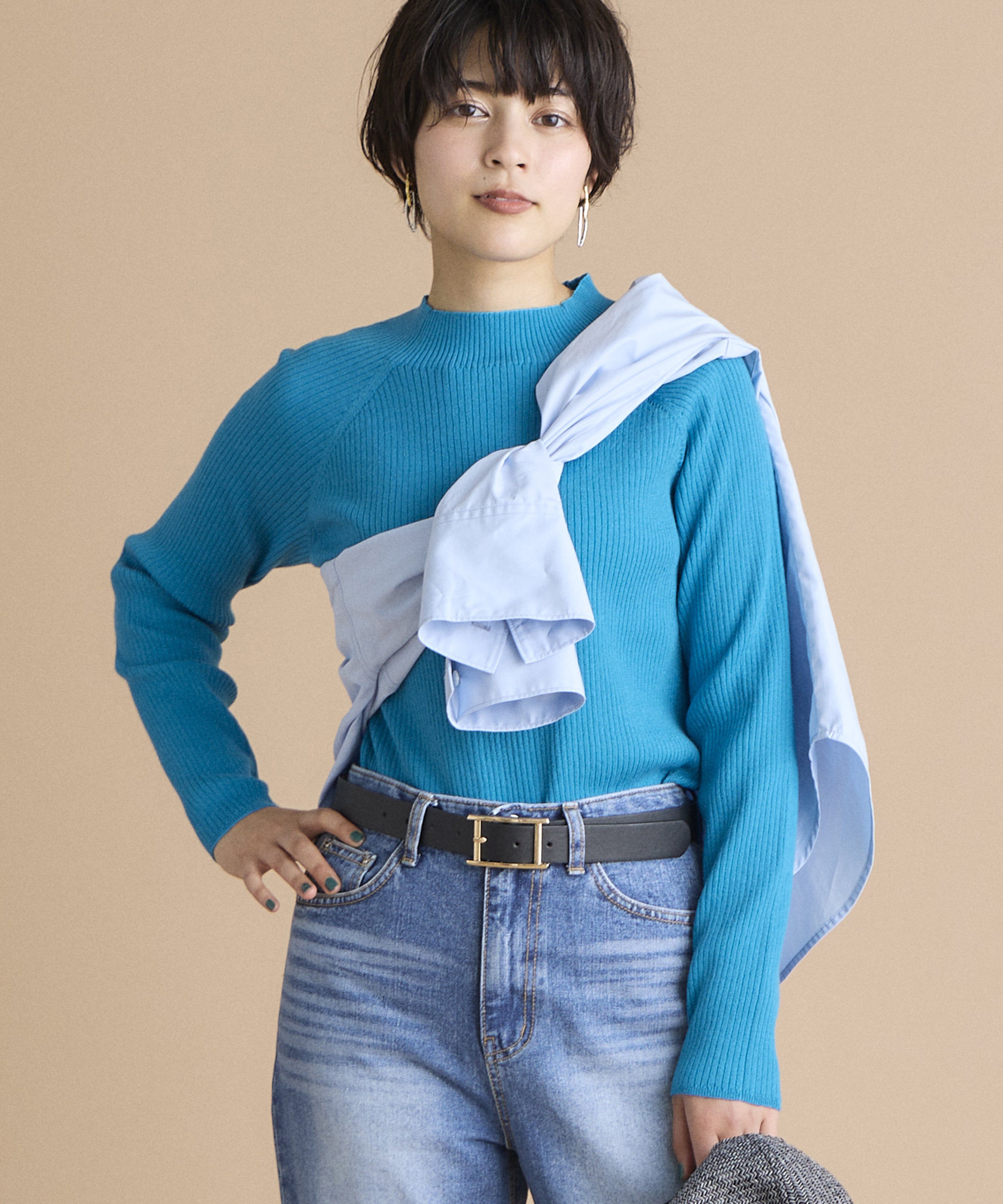 INED「《INED CLARO》スーパーストレッチローネックニット」|ニット・セーター|