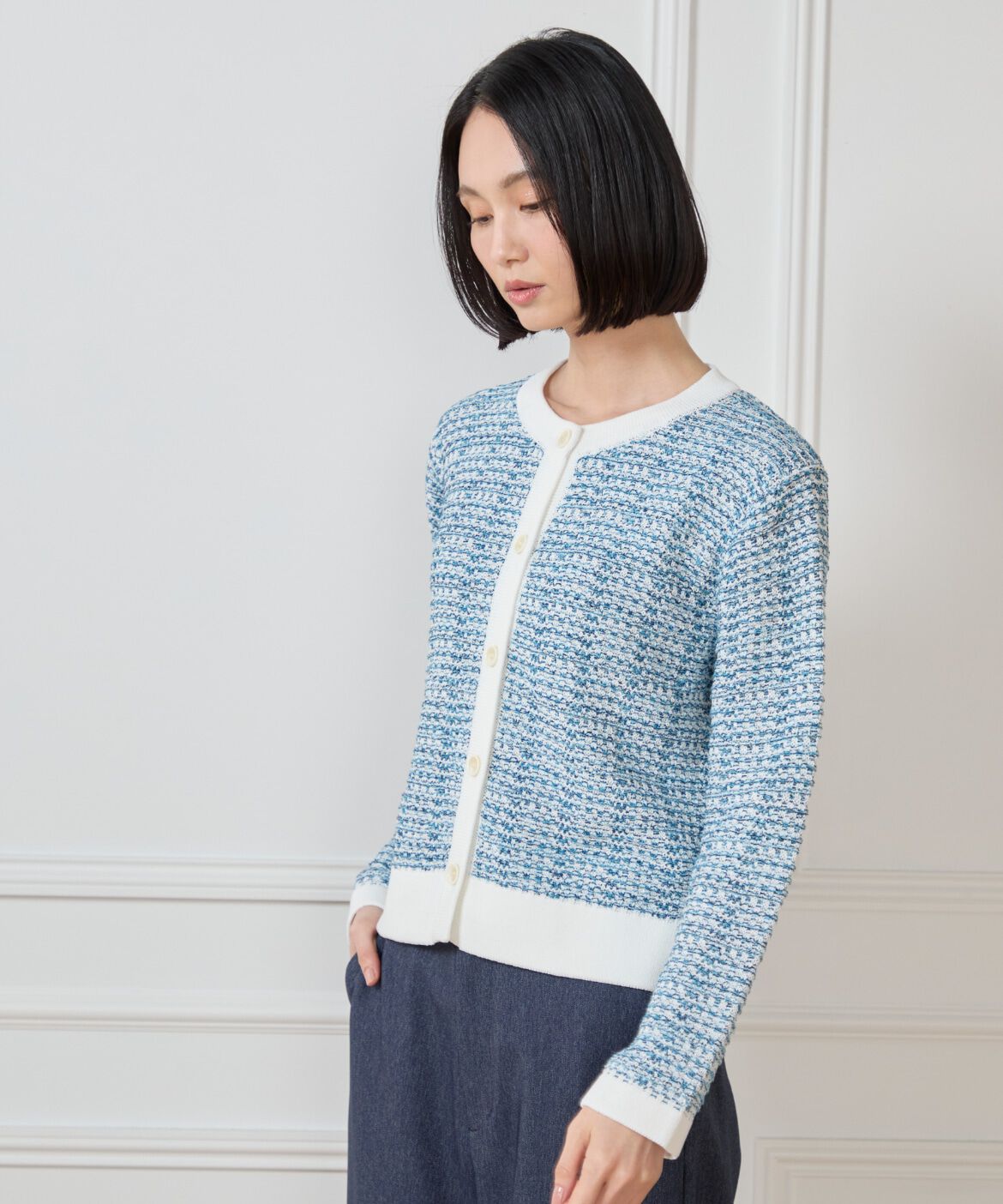 7-IDconcept.「ツイードニットカーディガン」|カーディガン|