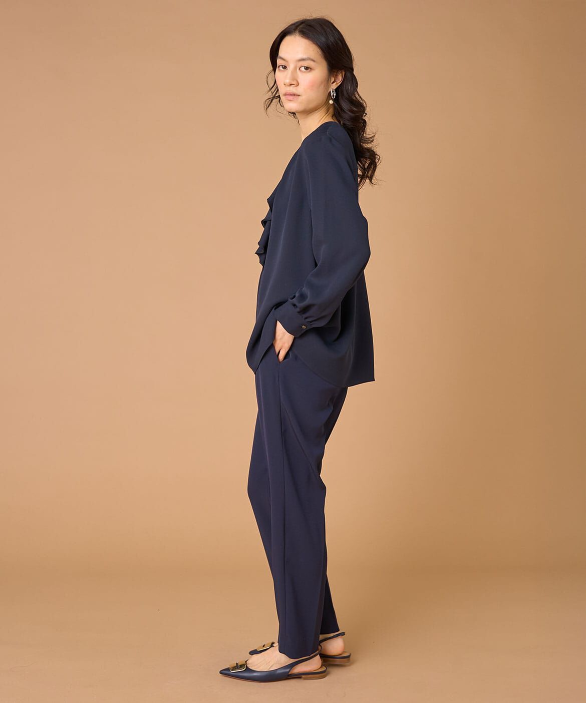 INED「《大きいサイズ》ラッフルブラウス」|シャツ・ブラウス|