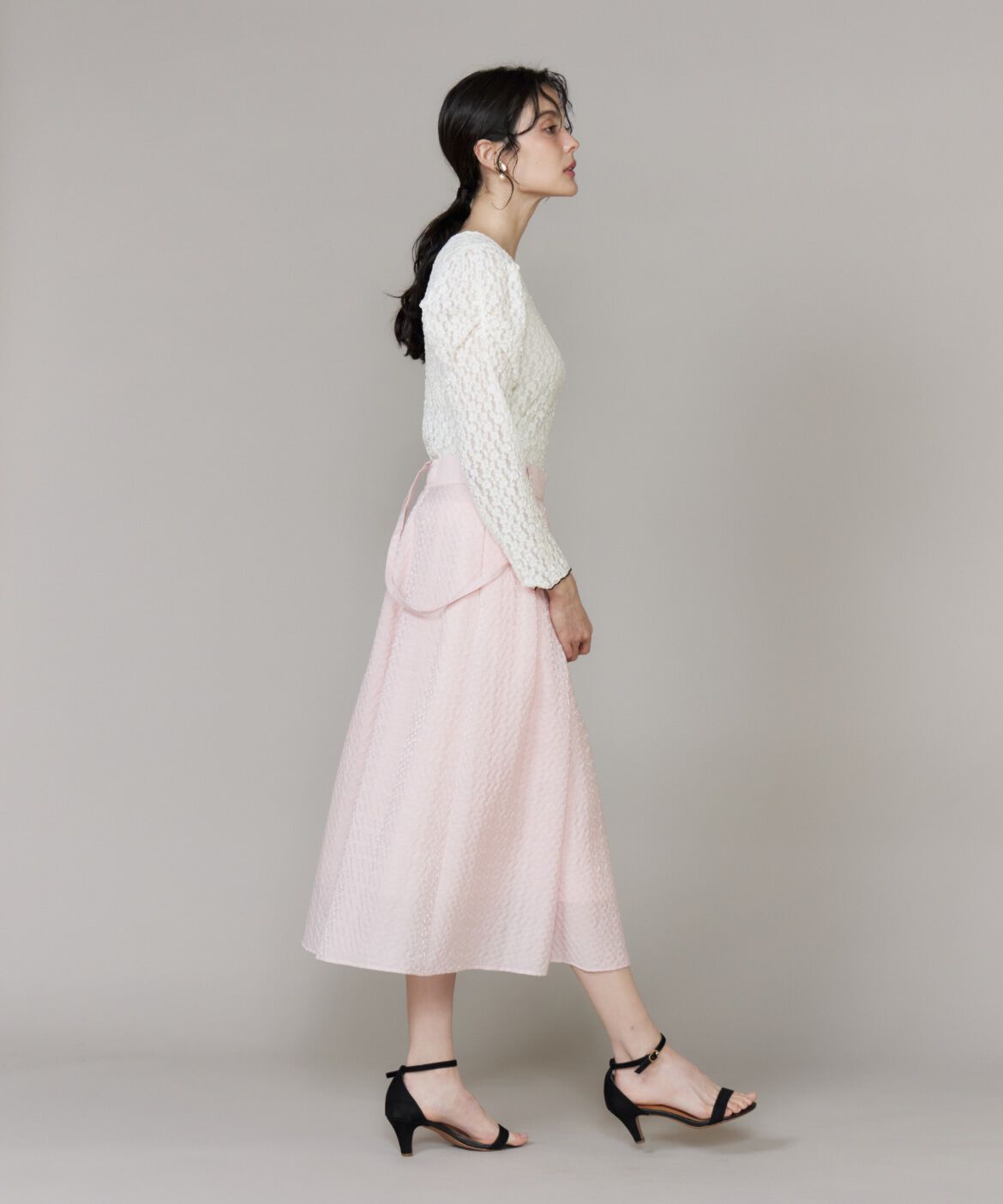 Maglie le cassetto「《大きいサイズ》サスペンダー付きジャガードスカート」|スカート|