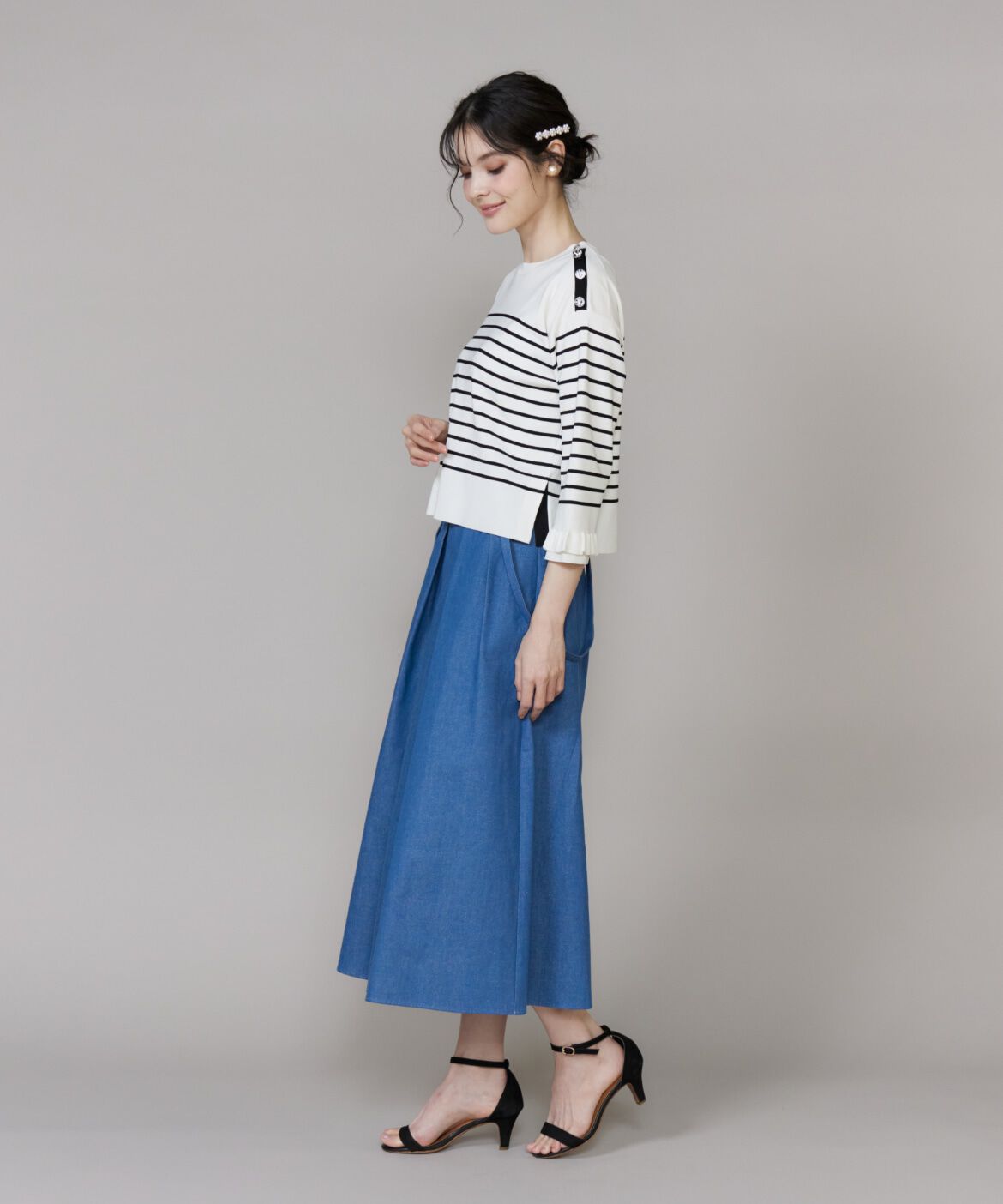 Maglie le cassetto「《大きいサイズ》袖フリルニットプルオーバー」|ニット・セーター|