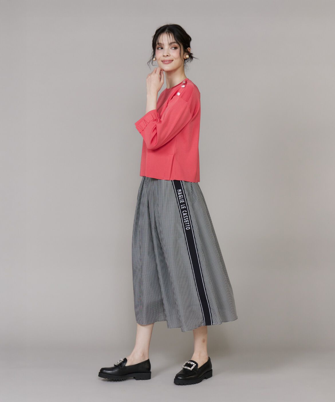 Maglie le cassetto「《大きいサイズ》袖フリルニットプルオーバー」|ニット・セーター|