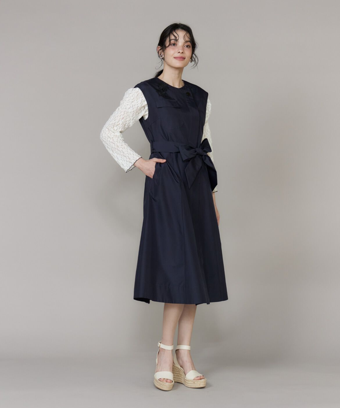 Maglie le cassetto「《プラスサイズ》フラワーモチーフレースワンピース《M Maglie le cassetto》」|ワンピース|