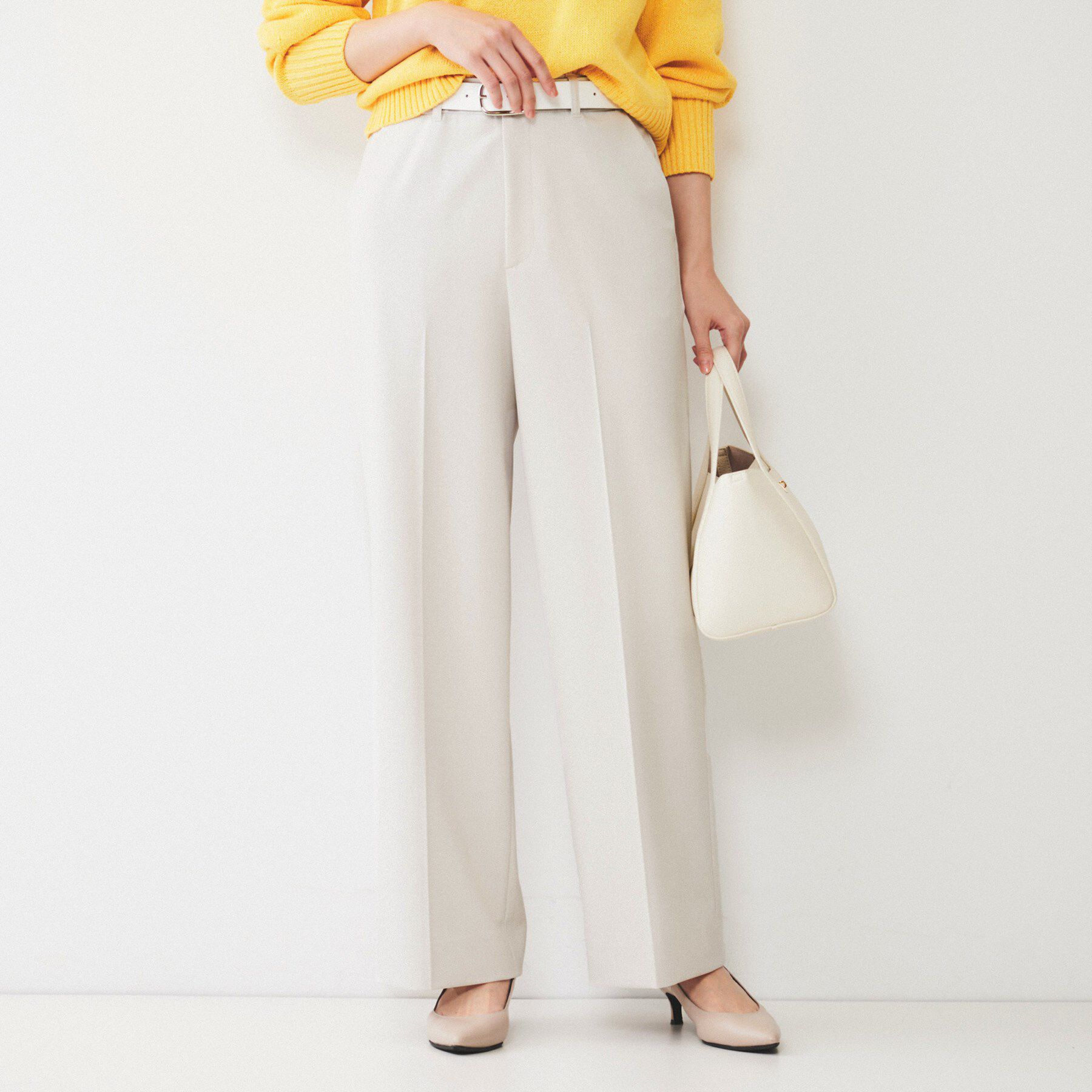 UNTITLED「【後ろウエストゴム/きれいめ】ストレッチ ワイドパンツ」|その他|ライトグレー(011