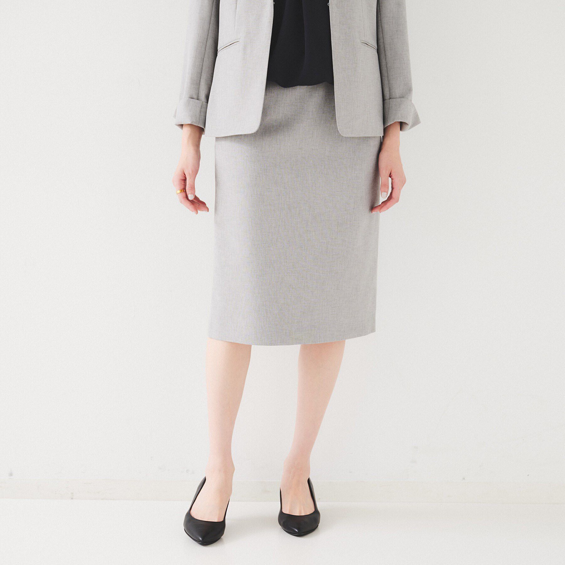 UNTITLED「【セットアップ可能】リネンライク タイトスカート」|スカート|ライトグレー(011
