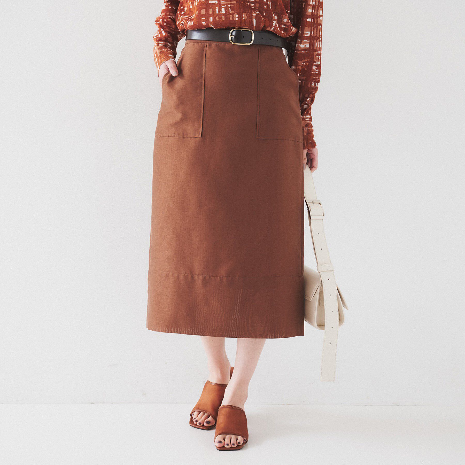 UNTITLED「【セットアップ可能】オーガンジー ペンシルスカート」|スカート|モカブラウン(042