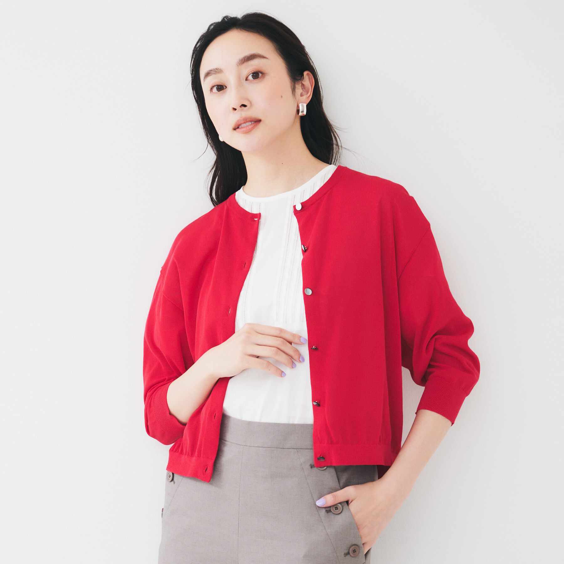 UNTITLED「【短丈/シアー/洗える】ドルマンスリーブカーディガン」|カーディガン|