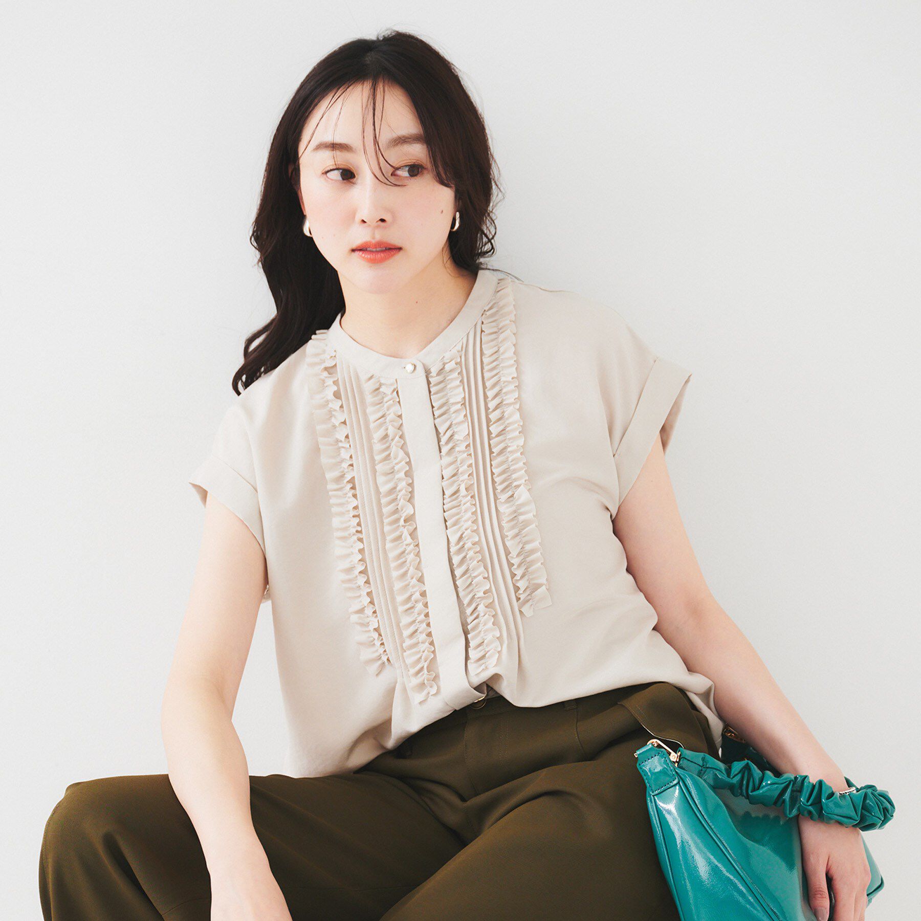 UNTITLED「【吸水速乾/UVケア】フィブリルフリルブラウス」|シャツ・ブラウス|