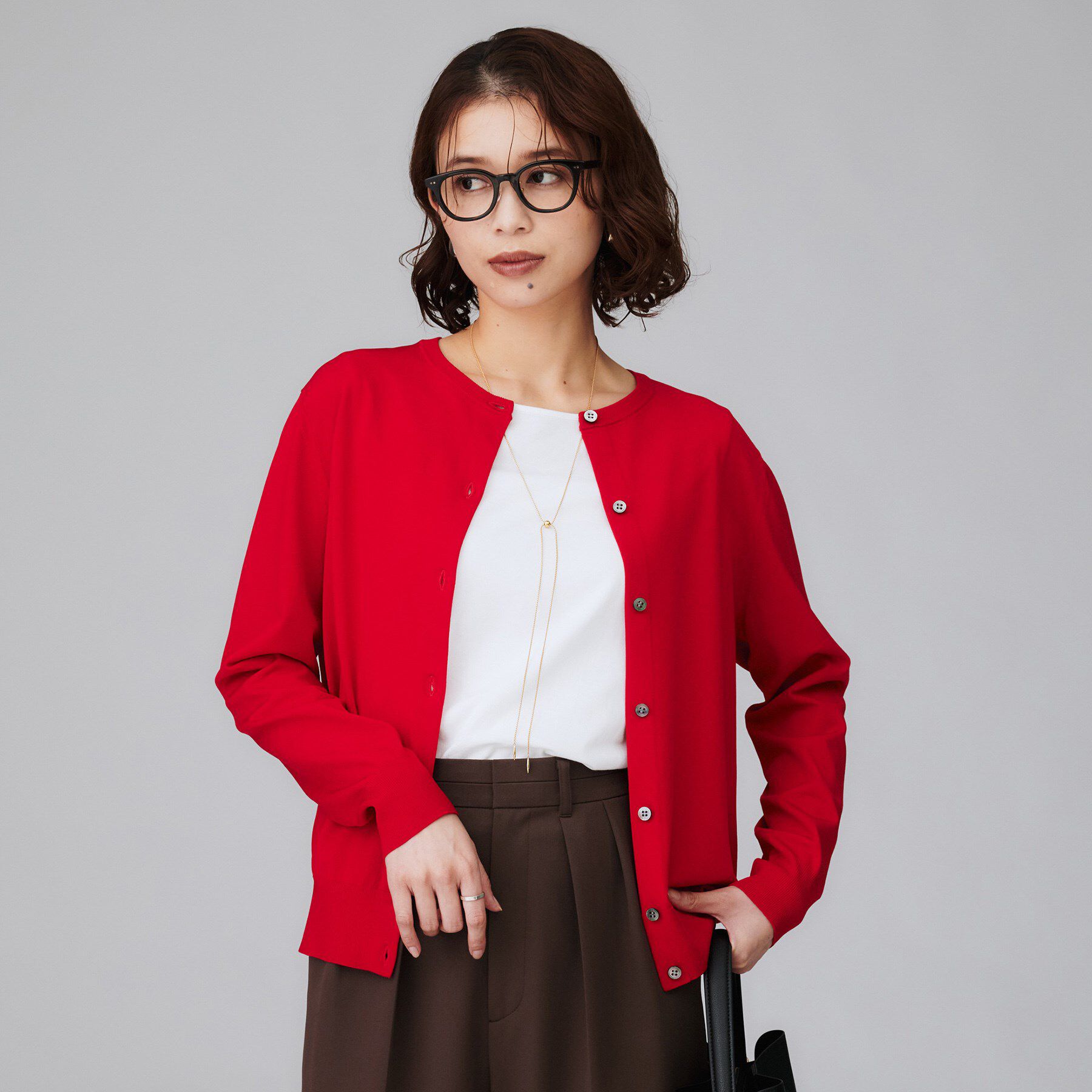 UNTITLED「【朝晩の羽織に/アンサンブル可/薄手】ベーシッククルーネックカーディガン」|カーディガン|