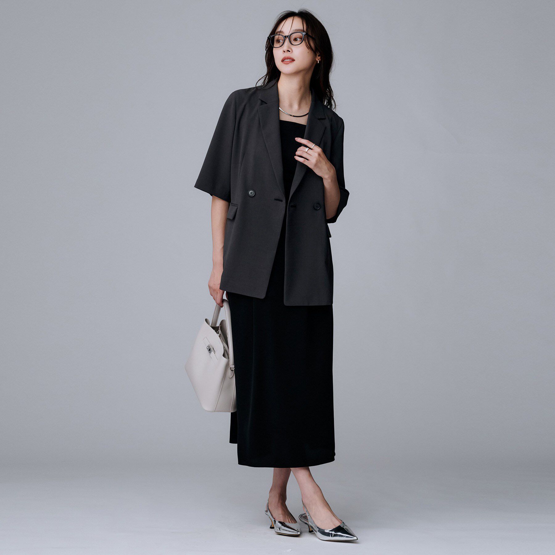 UNTITLED「【UVカット/接触冷感/洗える/テーラード】ライトウェイト ハーフスリーブジャケット」|テーラードジャケット|