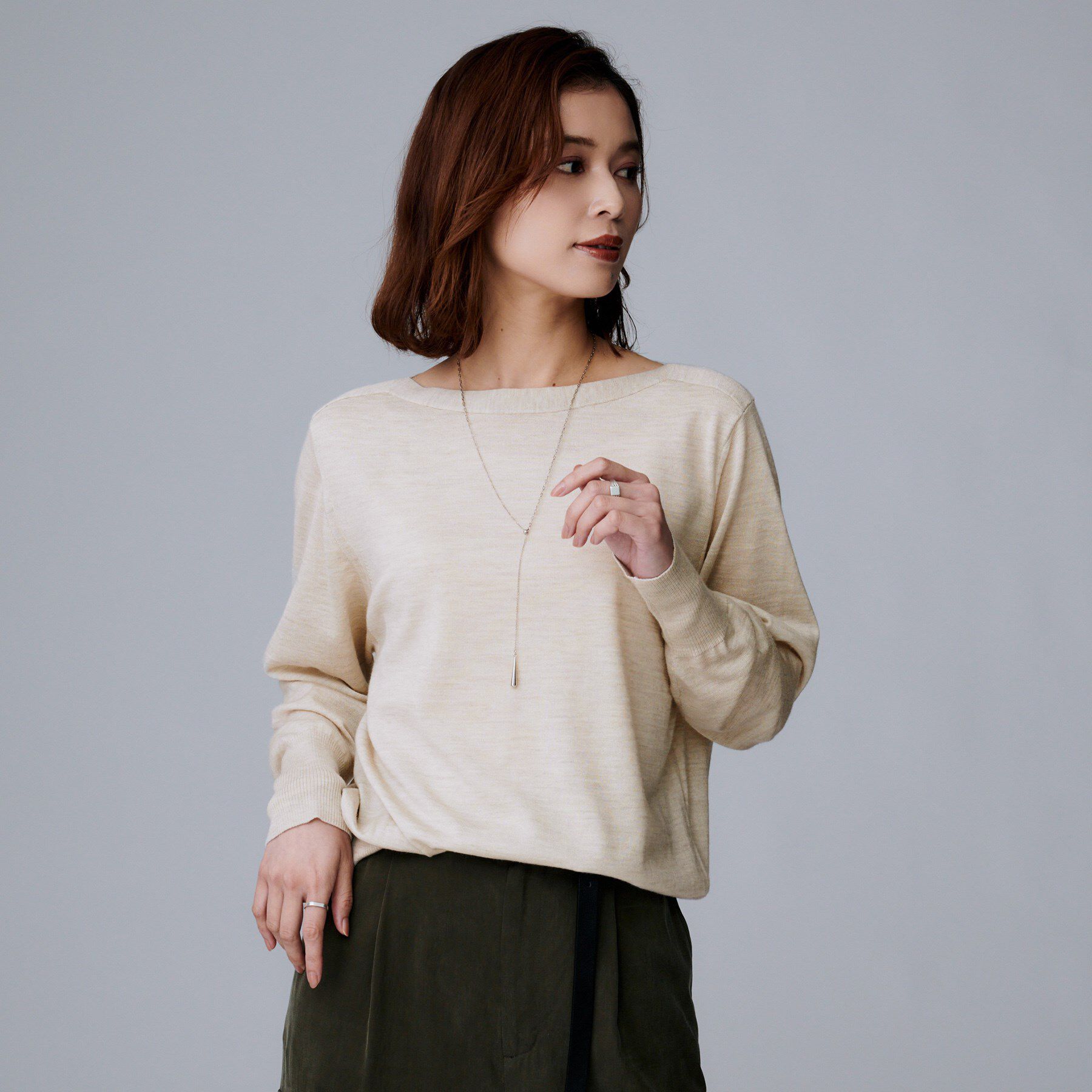 UNTITLED「【アンサンブル可/洗える】シルクウールカシミヤ ドルマンスリーブニット」|ニット・セーター|