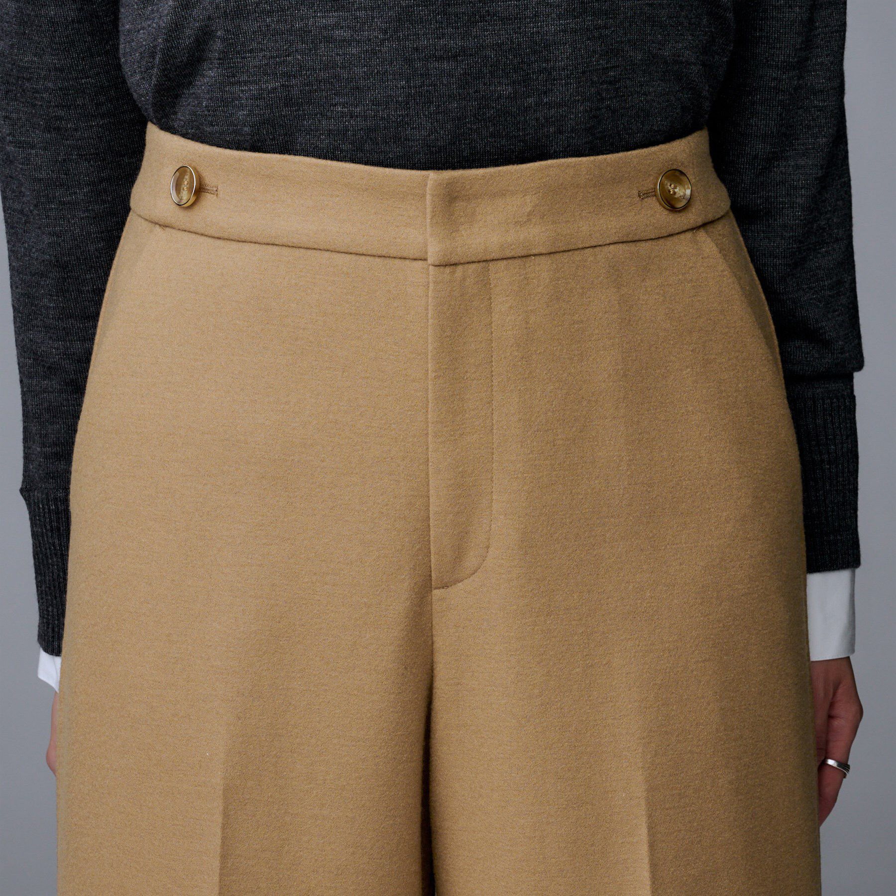 UNTITLED「【ウール100%/ウエスト後ろゴム】 クロップドワイドパンツ」|その他|