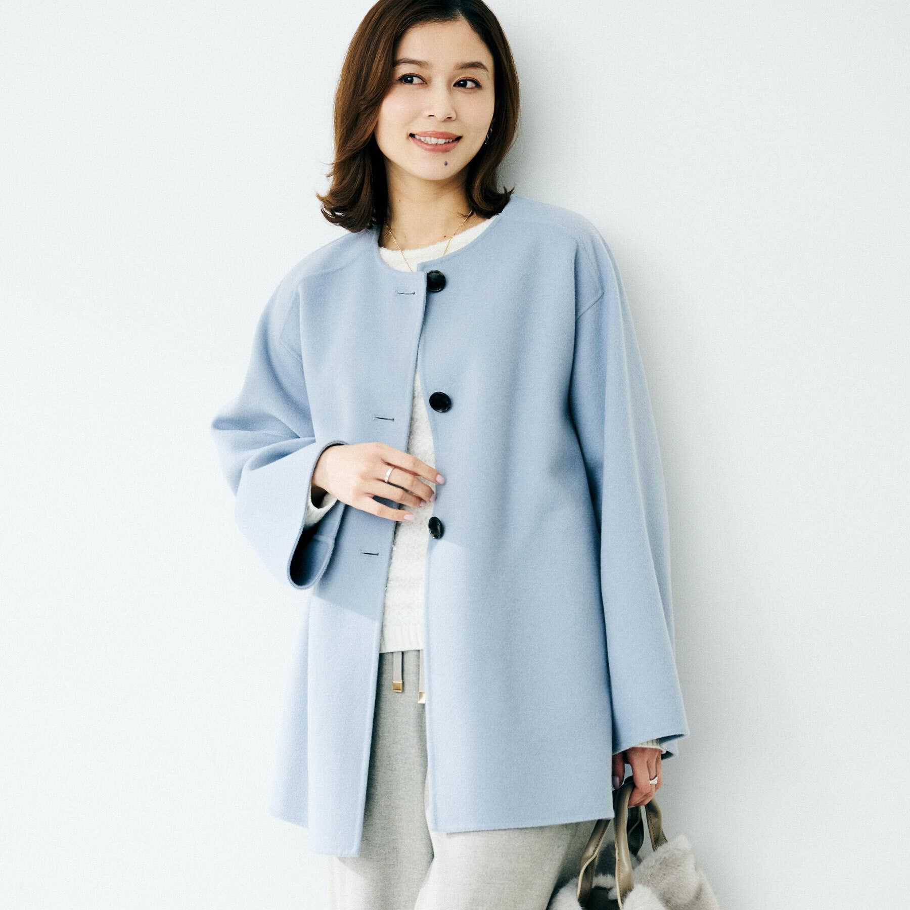 UNTITLED「【ミディ丈/軽やか】セミラグランリバー コート」|ノーカラーコート|