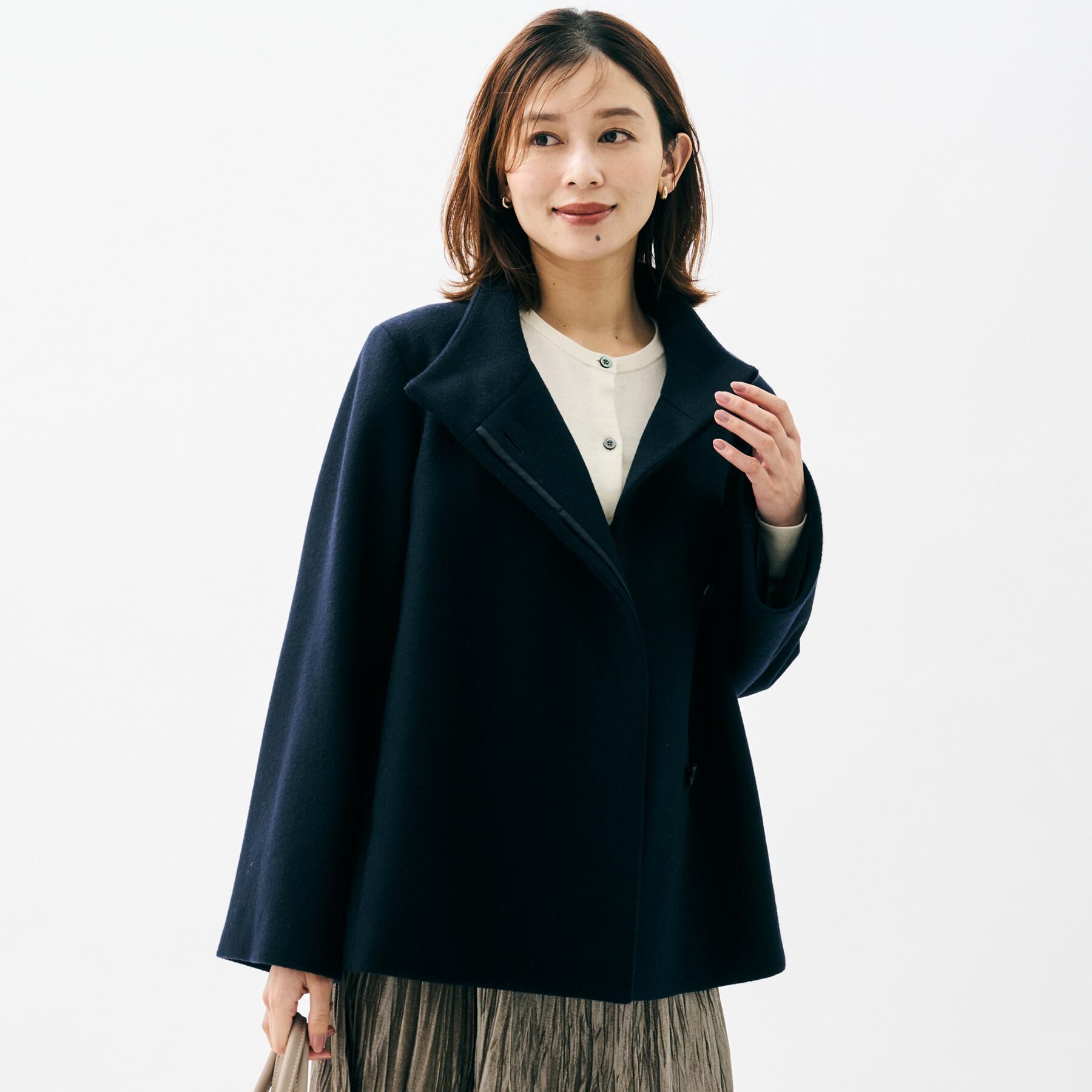 UNTITLED「【着回しが効く／オンオフアウター】ウールショートコート」|その他|ネイビー(094)