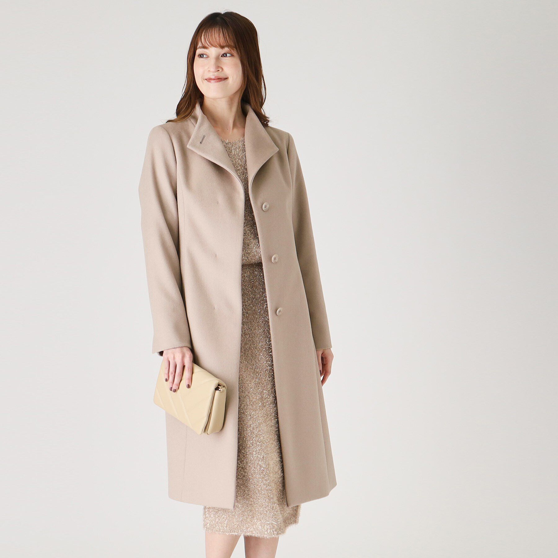 COUP DE CHANCE「【カシミヤ混／日本製】Iラインスタンドウィングカラーコート」|その他|