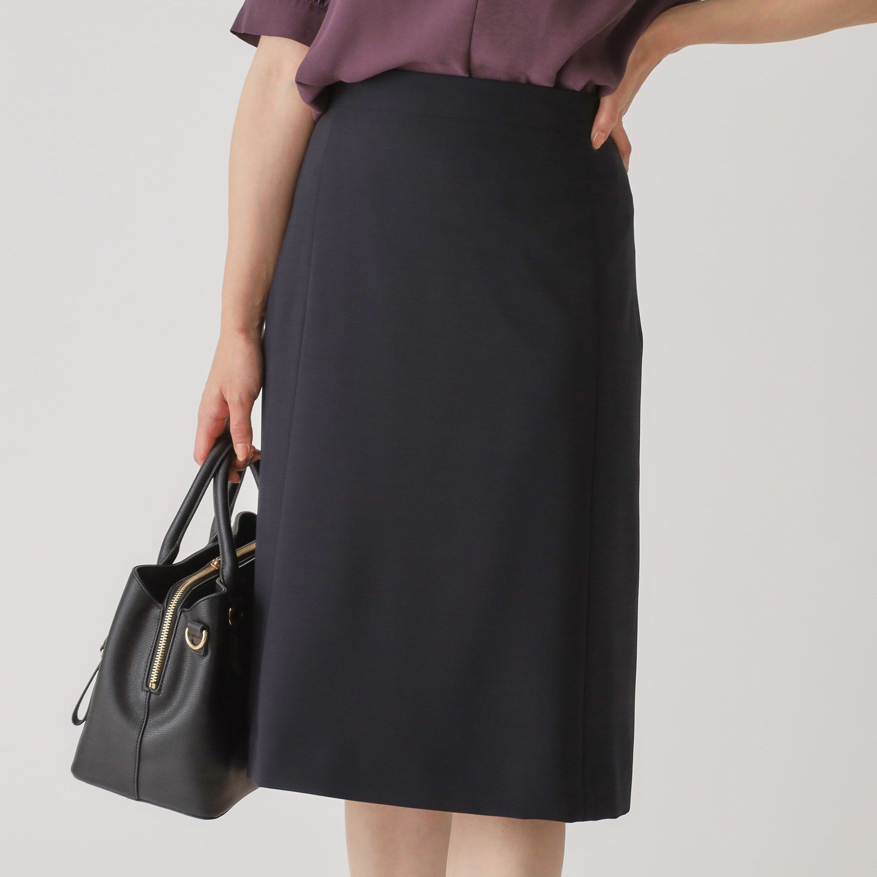 COUP DE CHANCE「【手洗い可／日本製】セミフレアスカート」|スカート|ネイビー(094)