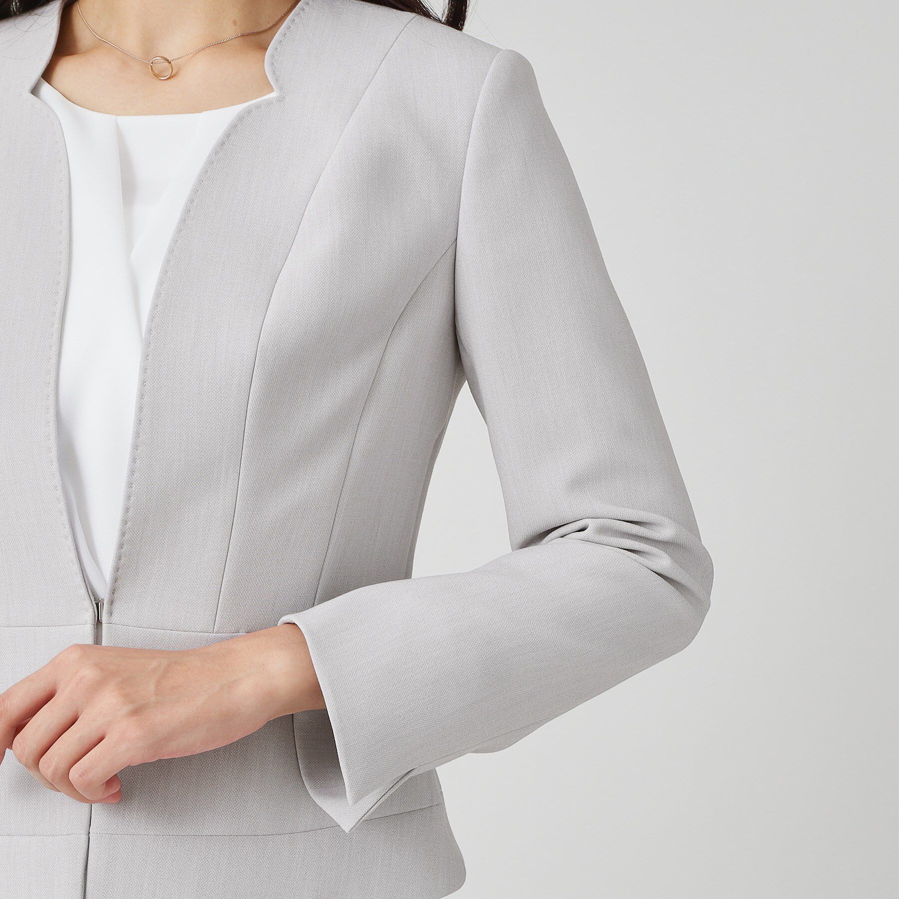 COUP DE CHANCE「【手洗い可／日本製／スーツ可】拘りシルエットのカラーレスジャケット」|ノーカラージャケット|