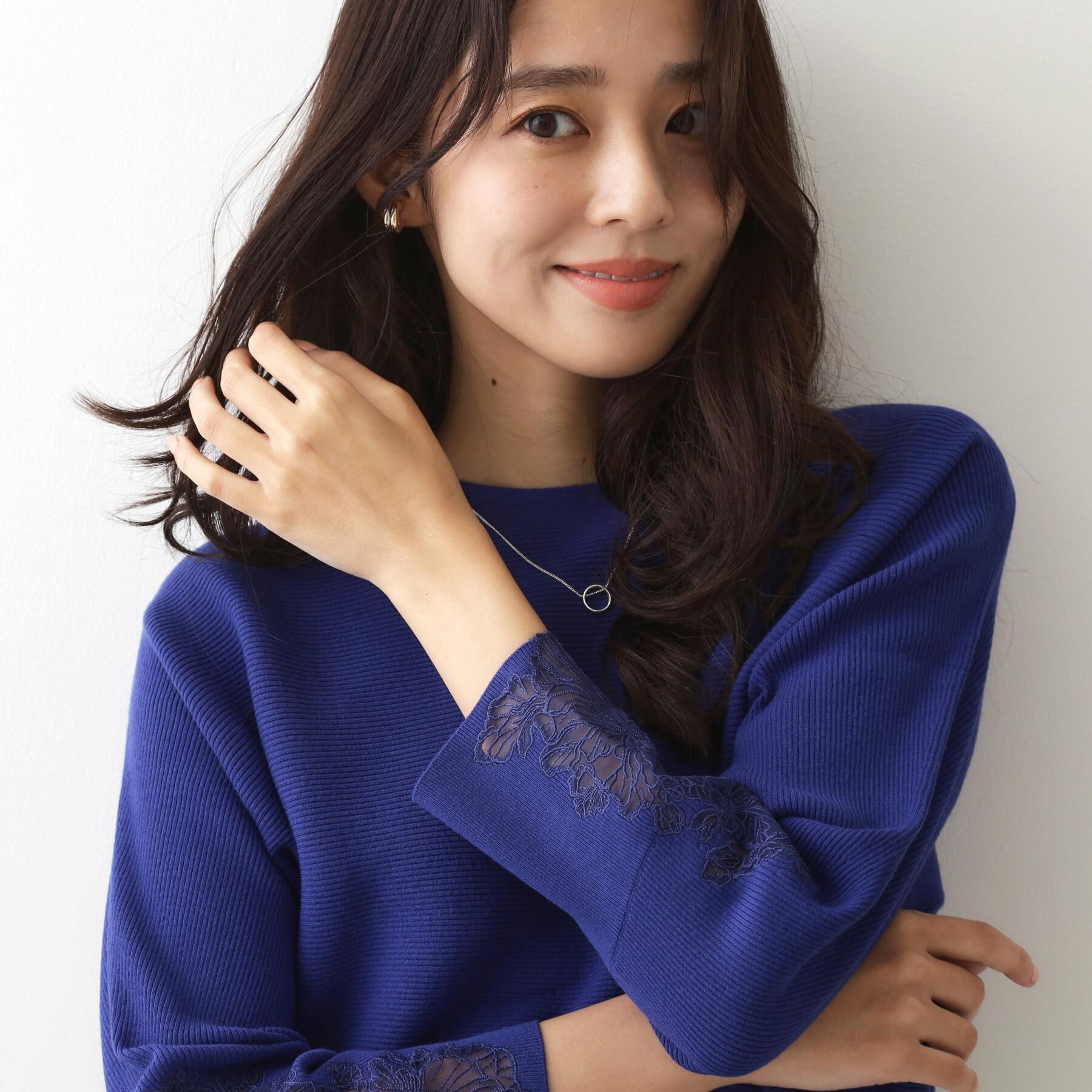 COUP DE CHANCE「【手洗い可】オーガンジー刺しゅうニットトップス」|ニット・セーター|