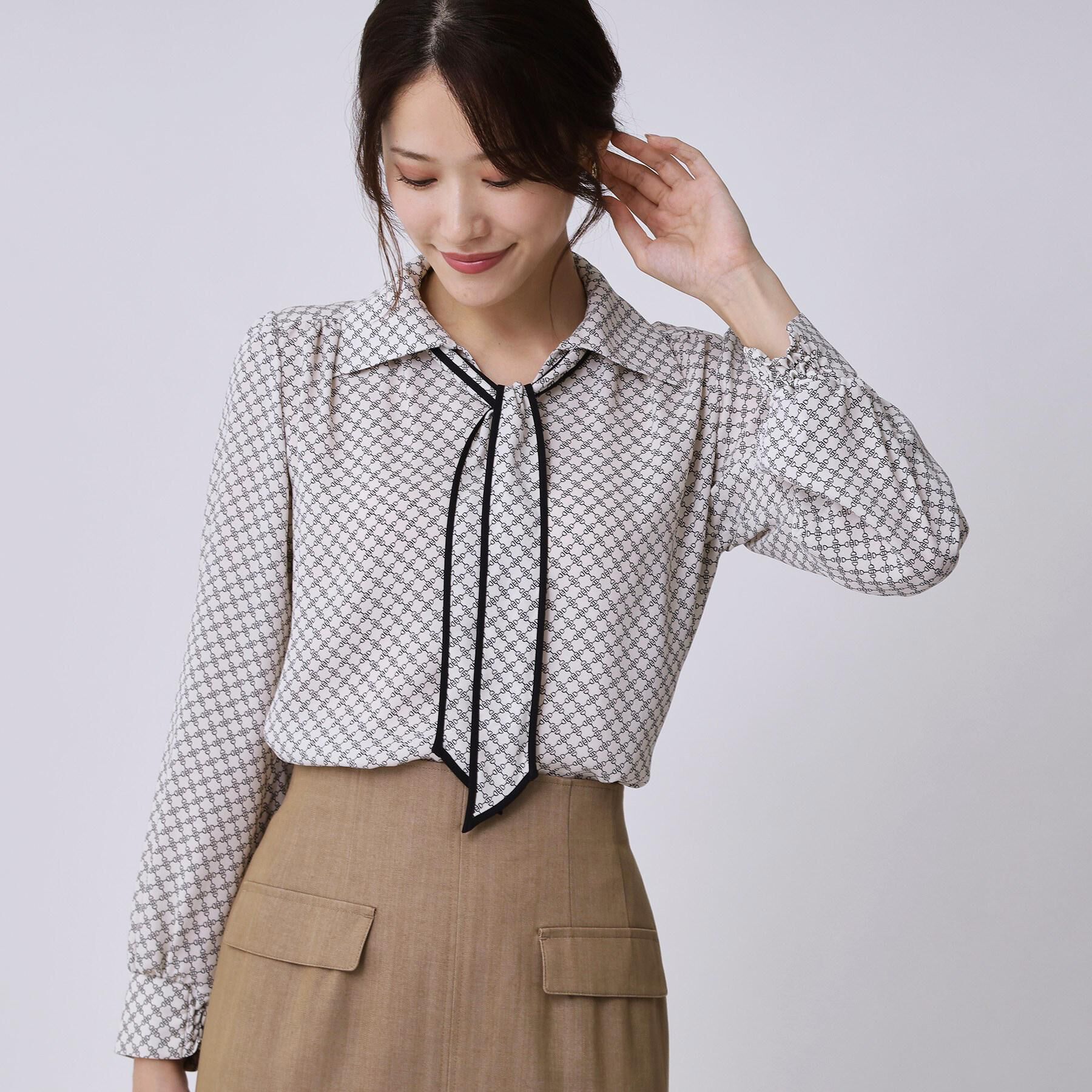 COUP DE CHANCE「【手洗い可／ボウタイ取外し可】配色パイピングボウブラウス」|シャツ・ブラウス|