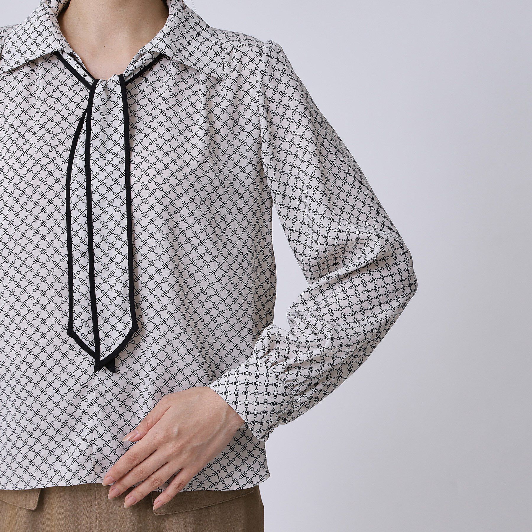 COUP DE CHANCE「【手洗い可／ボウタイ取外し可】配色パイピングボウブラウス」|シャツ・ブラウス|