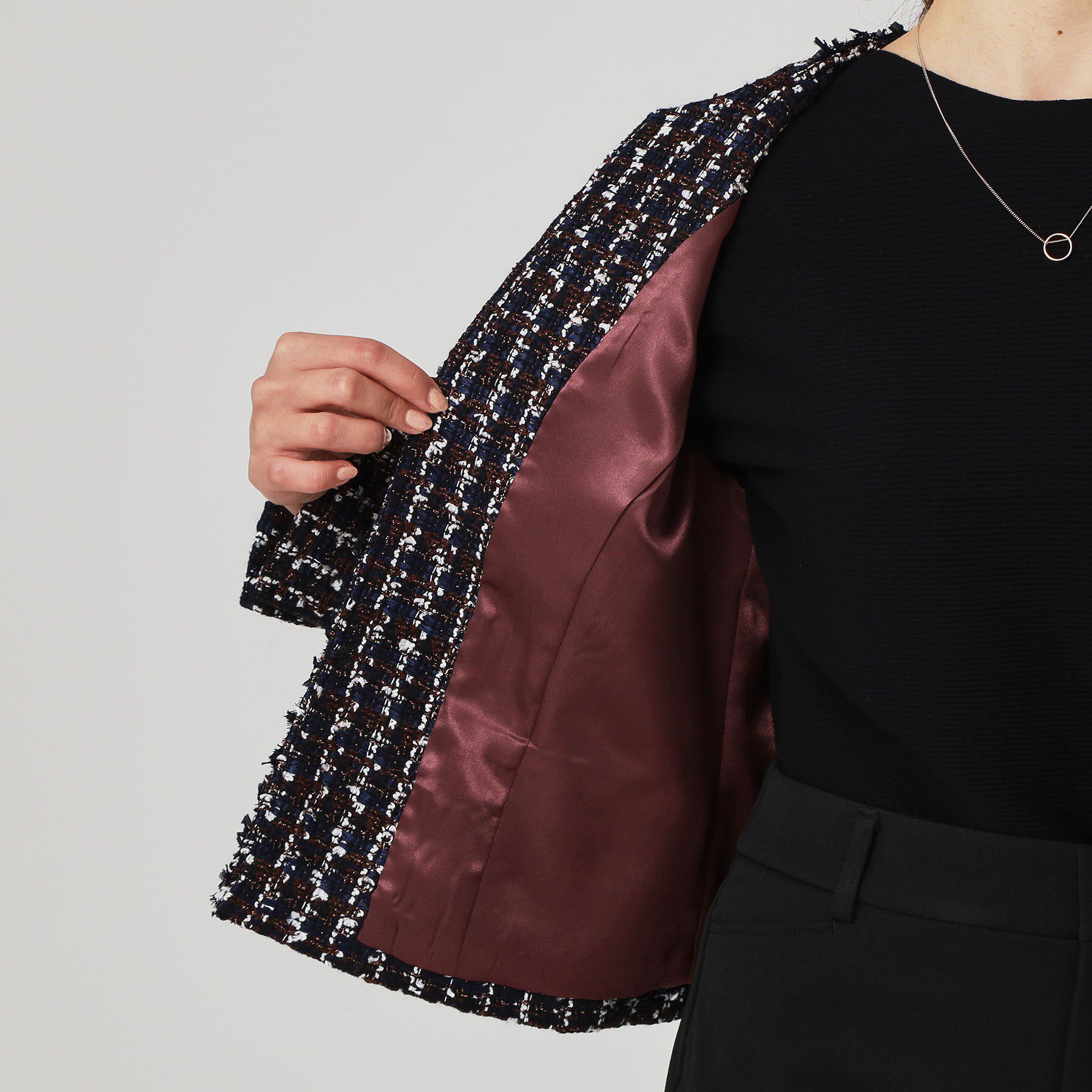 COUP DE CHANCE「【日本製／セットアップ可】ファンシーツィードのショート丈ジャケット」|ノーカラージャケット|