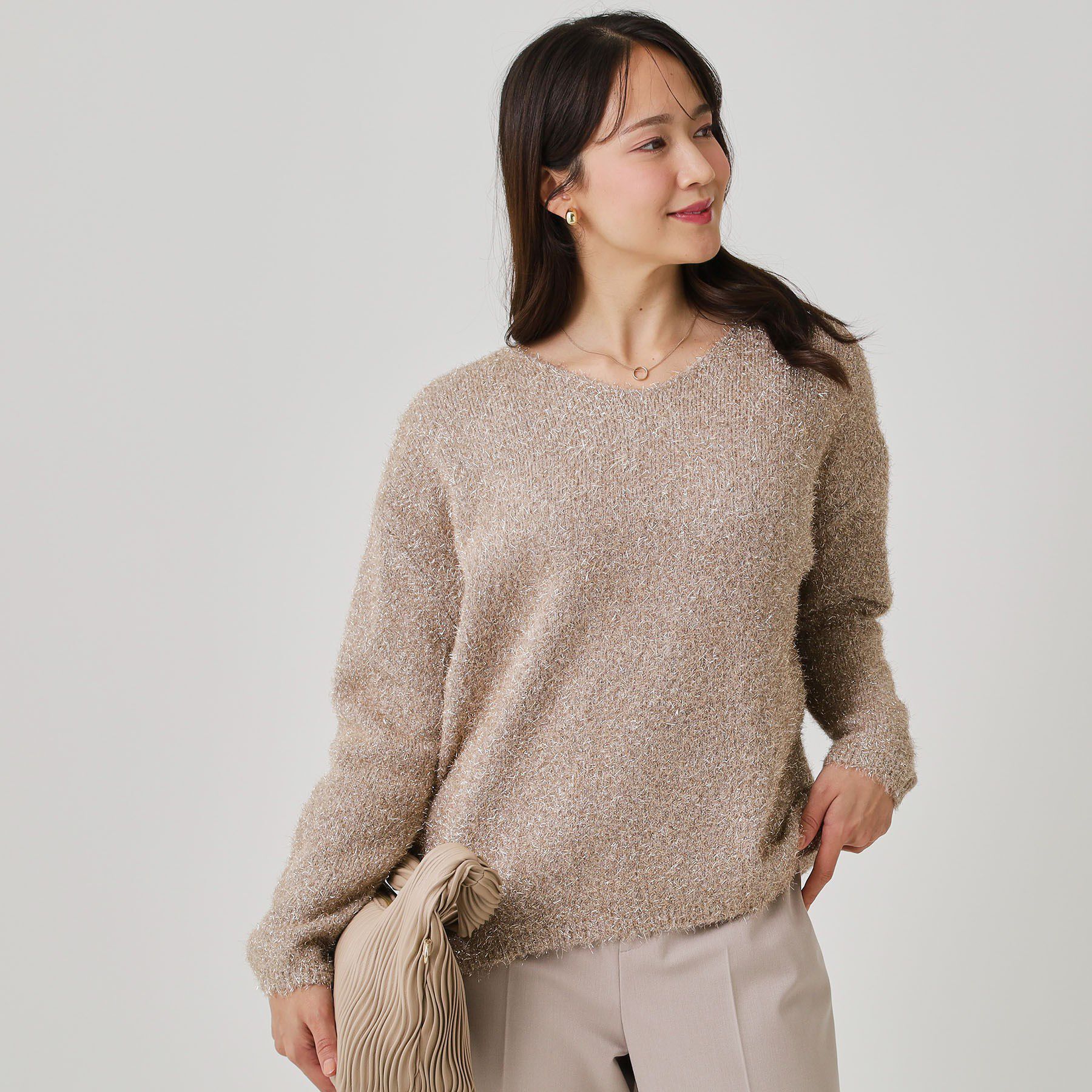 COUP DE CHANCE「【手洗い可】フェザーラメニットトップス」|ニット・セーター|