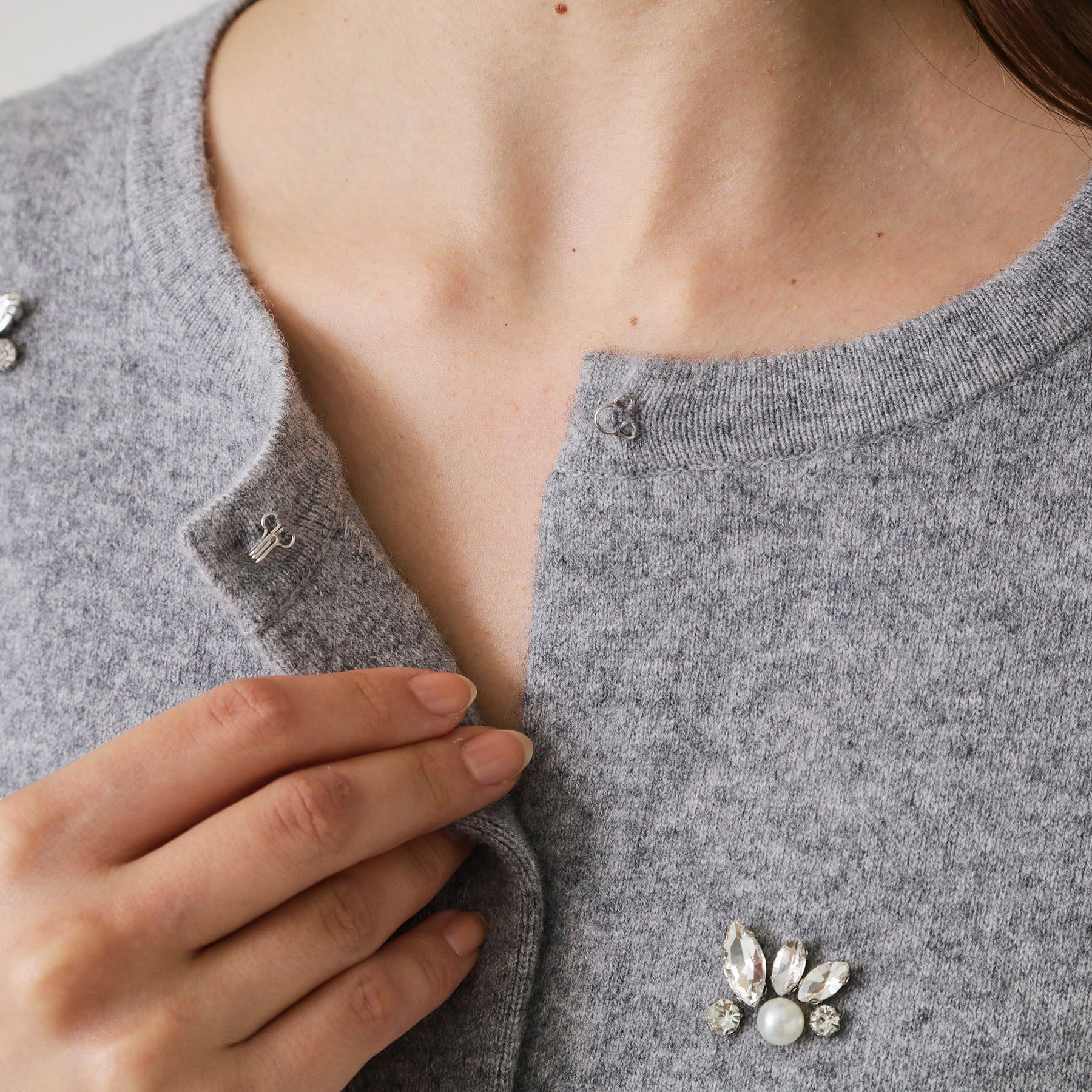 COUP DE CHANCE「【手洗い可】ビジュー付カーディガン」|カーディガン|