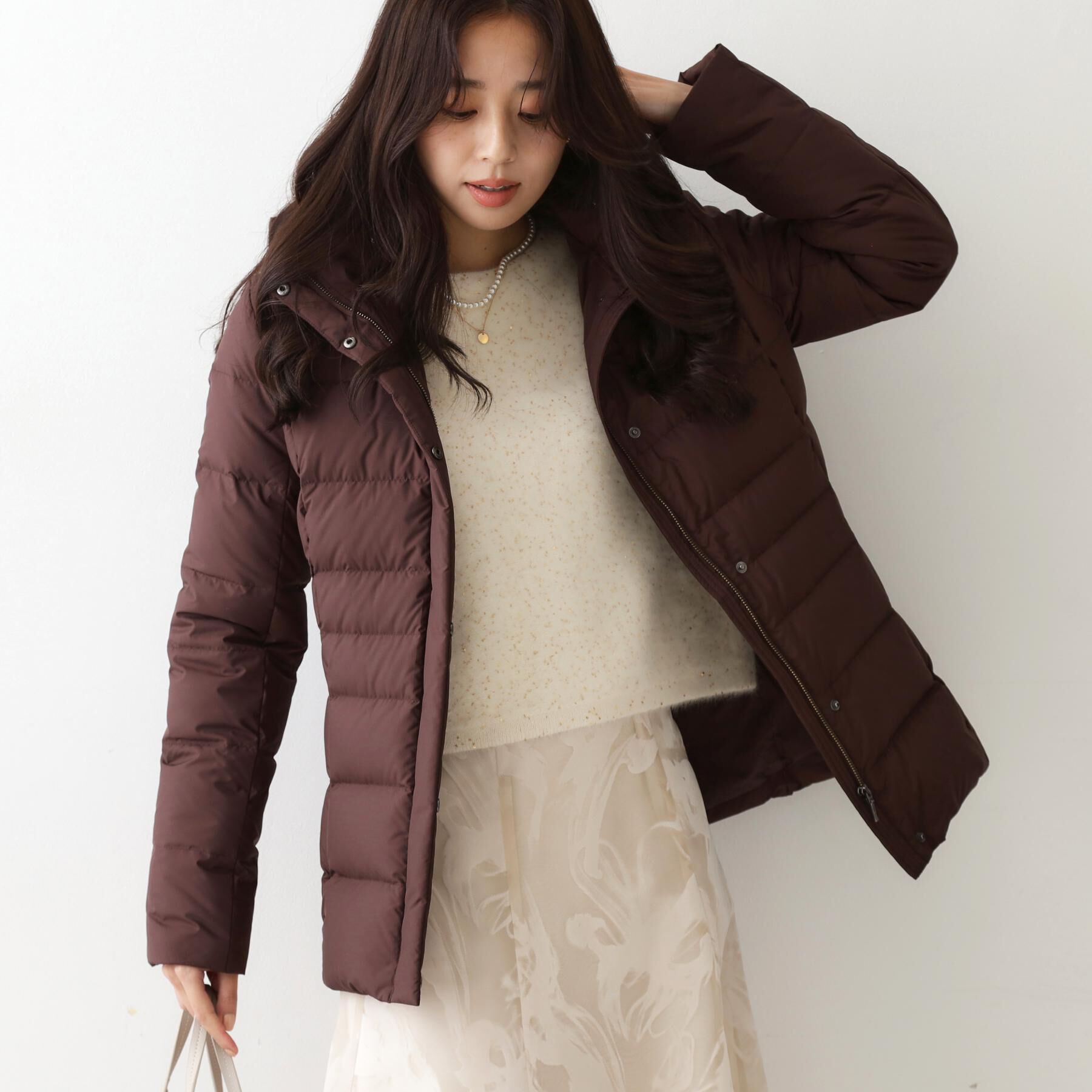 COUP DE CHANCE「【フランス産ホワイトダックダウン／FP800保温性◎／抗菌防臭／手洗い可】ミドル丈ダウンコート」|ダウン|