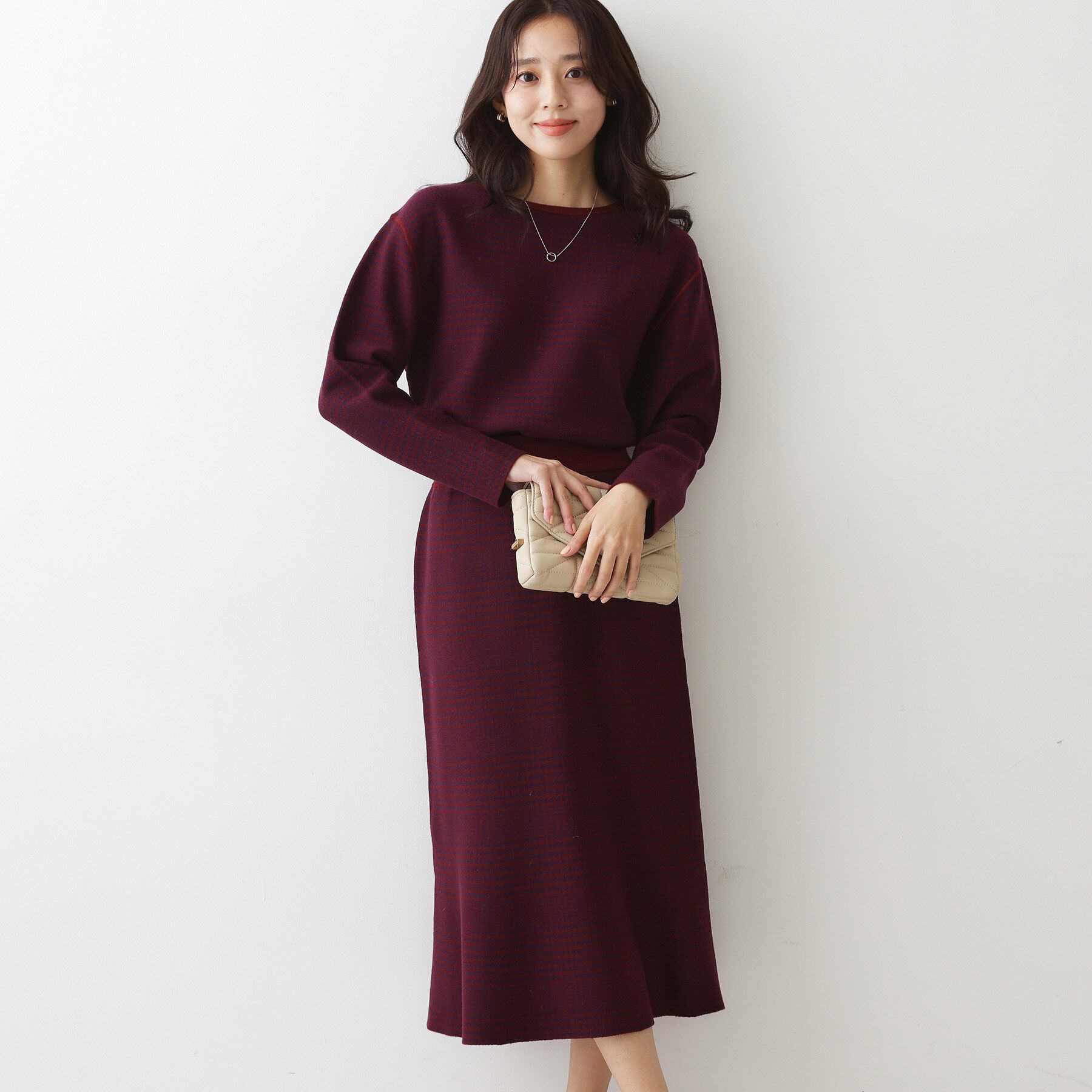 COUP DE CHANCE「【手洗い可／リバーシブル】トップス＆スカート セットアップ」|スーツ|ボルドー(264)